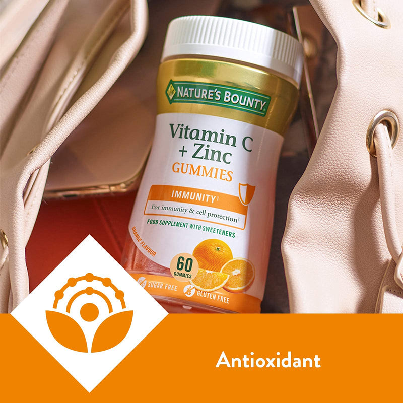 [Australia] - Nature's Bounty Vitamin C and Zinc Gummies � Pack of 60 Gummies, 30 Day Supply � Immune Support and Cell Protection - Antioxidant Supplement - Gluten Free and Natural Colours 
