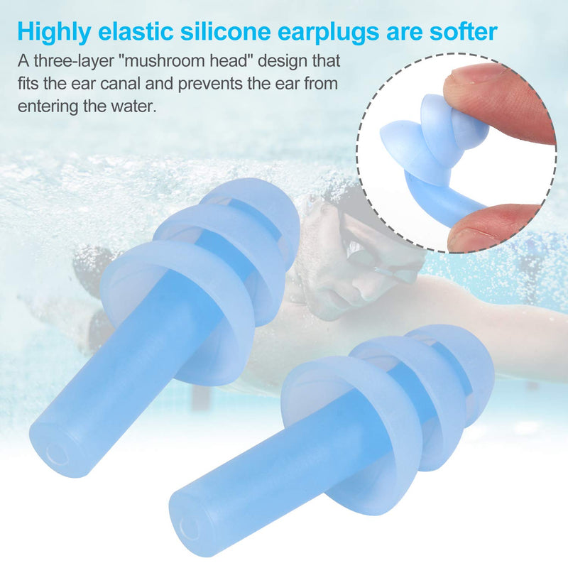 [Australia] - Nnrly 6 Packs Reusable Silicone Ear Plugs, Waterproof Hypoallergenic Noise Reduction Earplugs for Hearing Protection, Suitable for Sleeping,Snoring, Swimming, Concerts, with Storage Bags 