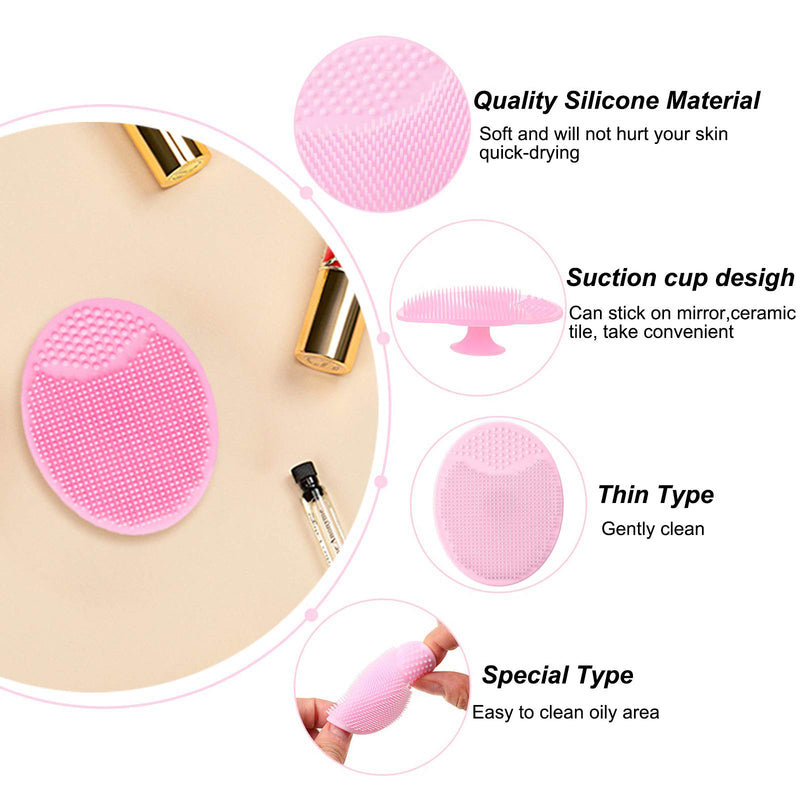 [Australia] - Soft Silicone Face Cleansing Brush, 2 Pcs Pink Handheld Face Scrubber, Face Wash Brush for Massage Pore Cleansing Blackhead Removing Deep Scrubbing for All Kinds of Skins 