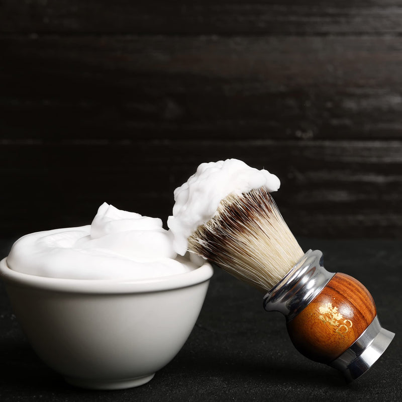 [Australia] - The Cambridge Cut Throat® Luxury Missanda Hardwood and Stainless Steel Men's Shaving Brush for Soap, Foam or Cream with Premium Synthetic Silvertip Vegan Friendly Badger Bristles Male Grooming Present 