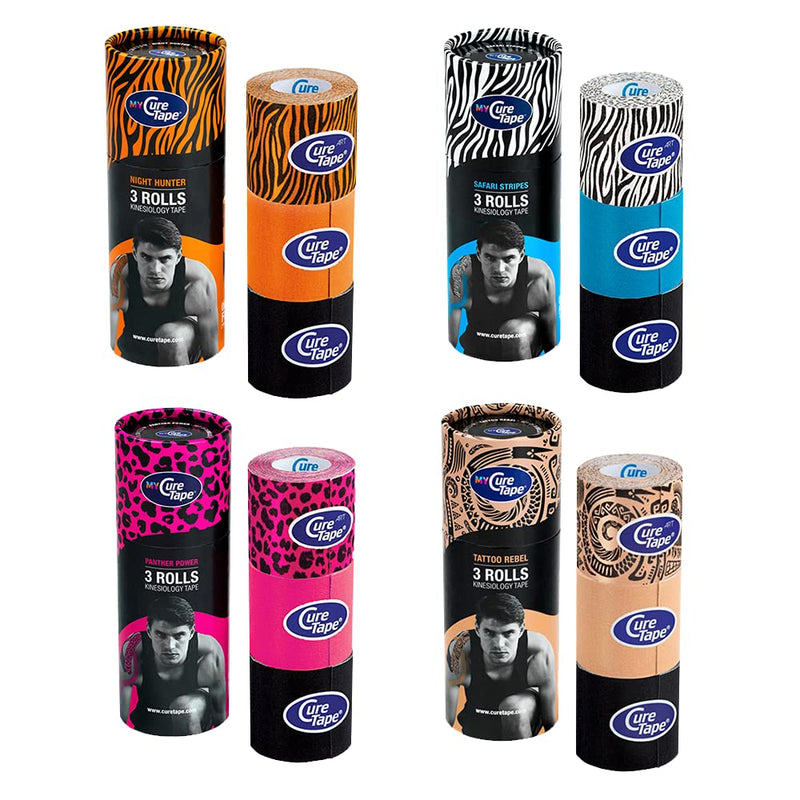 [Australia] - CureTape 3 Rolls (2”x 8ft) Waterproof Kinesiology Tape | Panther Power | Medical Kinesiology Tape for Extreme Sport Conditions | Increase Mobility & Performance | Reduce Joint Pain | Recover Faster 