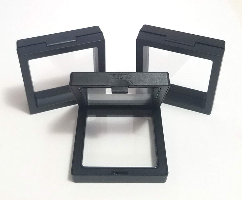 [Australia] - JM Future Black Transparent 3D Floating Frame Display Holder/Box/Frames for Challenge Coins, AA Medallions, Antique, Jewelry,Gift, White, 2.75 x 2.75 x 0.75 Inches (Set of 3 pcs) Set of 3 Pcs 