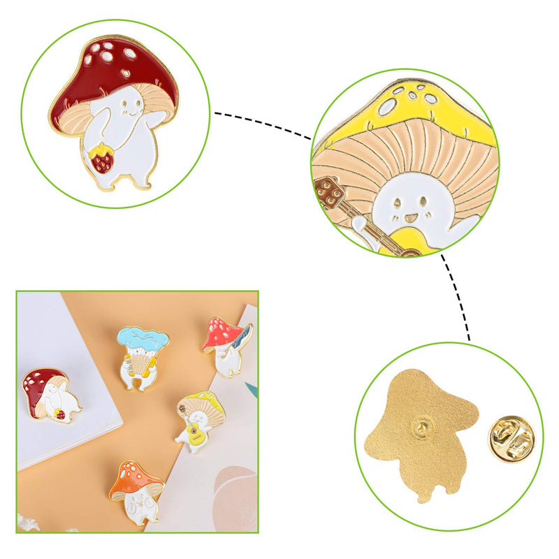 [Australia] - LTBLBY 5PCS Enamel Pin Brooches Set Cute Mushroom Lapel Badge Funny Cartoon Enamel Pin for Cloths Hats Backpack DIY Decoration 