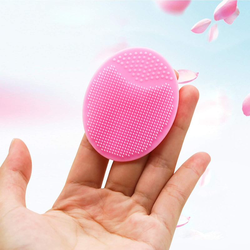 [Australia] - Soft Silicone Face Cleansing Brush, 2 Pcs Pink Handheld Face Scrubber, Face Wash Brush for Massage Pore Cleansing Blackhead Removing Deep Scrubbing for All Kinds of Skins 