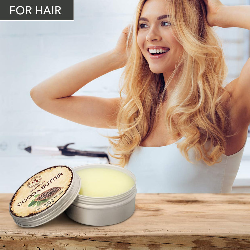 [Australia] - Cocoa Butter Pure & Natural 200g - Burkina Faso - Theobroma Cacao Seed Butter - Great Benefits for Skin - Hair - Face - Body - Lip care - Cacao Butters 