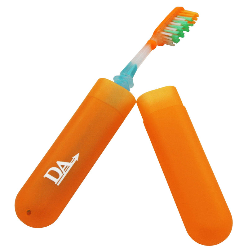 [Australia] - 4 x Toothbrush Case Travel Cover ~ Plastic Holder, Store Clean Brushes on Holidays (Pink, Blue, Green & Orange) Set of 4 Colours 