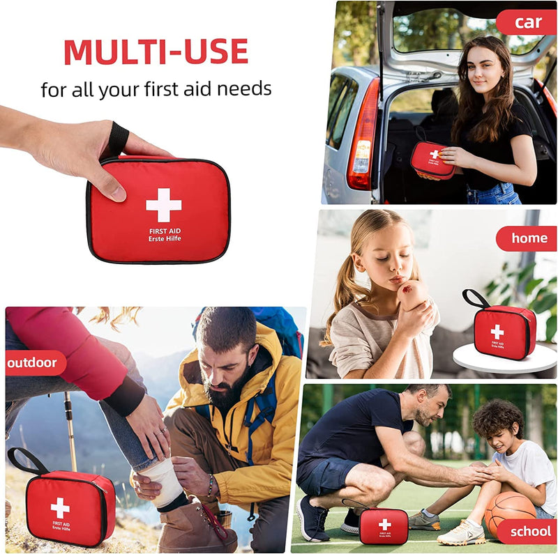 [Australia] - HONYAO® Mini First Aid Kit 90 Pcs, Small Travel First-Aid Bag, Compact Survival Kit for Outdoor Home Office Car Camping Hiking Children Motorbike Red 