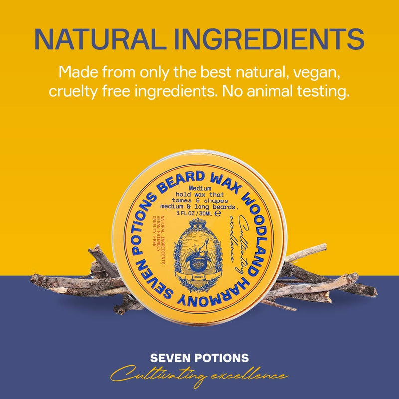 [Australia] - Seven Potions Beard Wax for Men — Medium Hold Styling Wax to Shape And Nourish Your Beard — All-Natural, Vegan, Cruelty Free — Woodland Harmony (30 ml) 