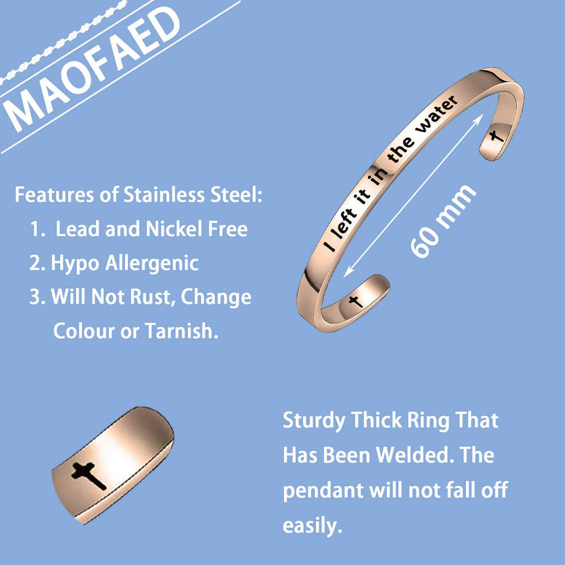 [Australia] - MAOFAED Adult Woman Baptism Gift Teen Girl Baptized Bracelet I Left it in The Water Christian Jewelry Gift for Her CB-leftinthewaterrg 