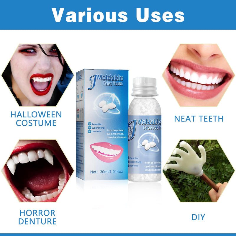 [Australia] - Moldable False Teeth Tooth Repair Granules, Teeth Repair Kit, DIY Temporary Tooth Repair Beads, for Temporary Fixing The Missing and Broken Tooth Replacements, 30ml (BLUE) 