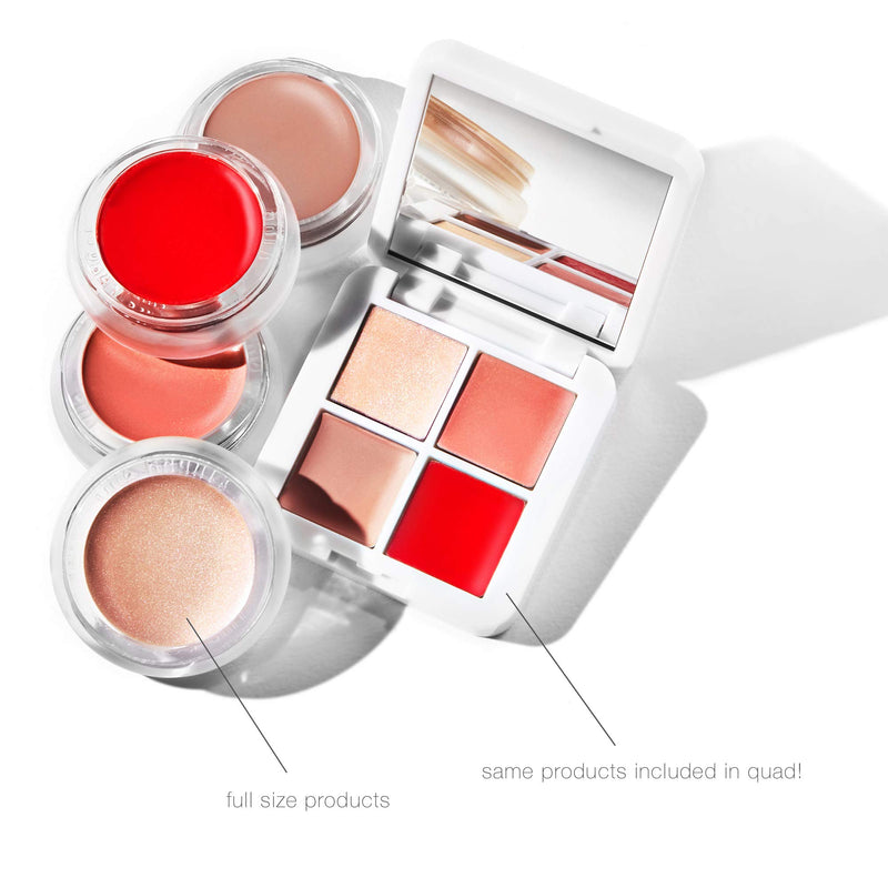 [Australia] - RMS Beauty Lip2Cheek Glow Quad Mini Palette - Travel-Friendly Lip, Cheek & Highlighter Set - Includes Three (3) Lip2Cheek Shades & Cream Luminizer (0.08 oz) 