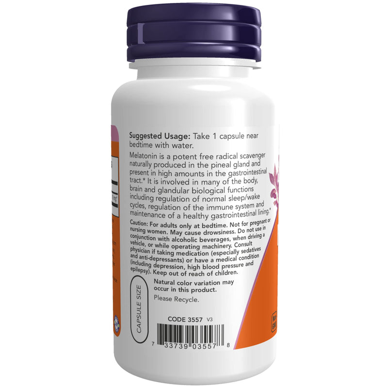 [Australia] - NOW Supplements, Melatonin, Extra Strength 10 mg, Free Radical Scavenger*, Healthy Sleep Cycle*, 100 Veg Capsules 