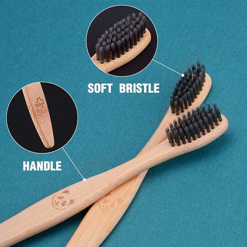 [Australia] - 12 Pcs Eco-Friendly Charcoal Toothbrushes Natural Bamboo | Biodegradable Soft Bristle Toothbrush(12 Pack) 12 Count (Pack of 1) 