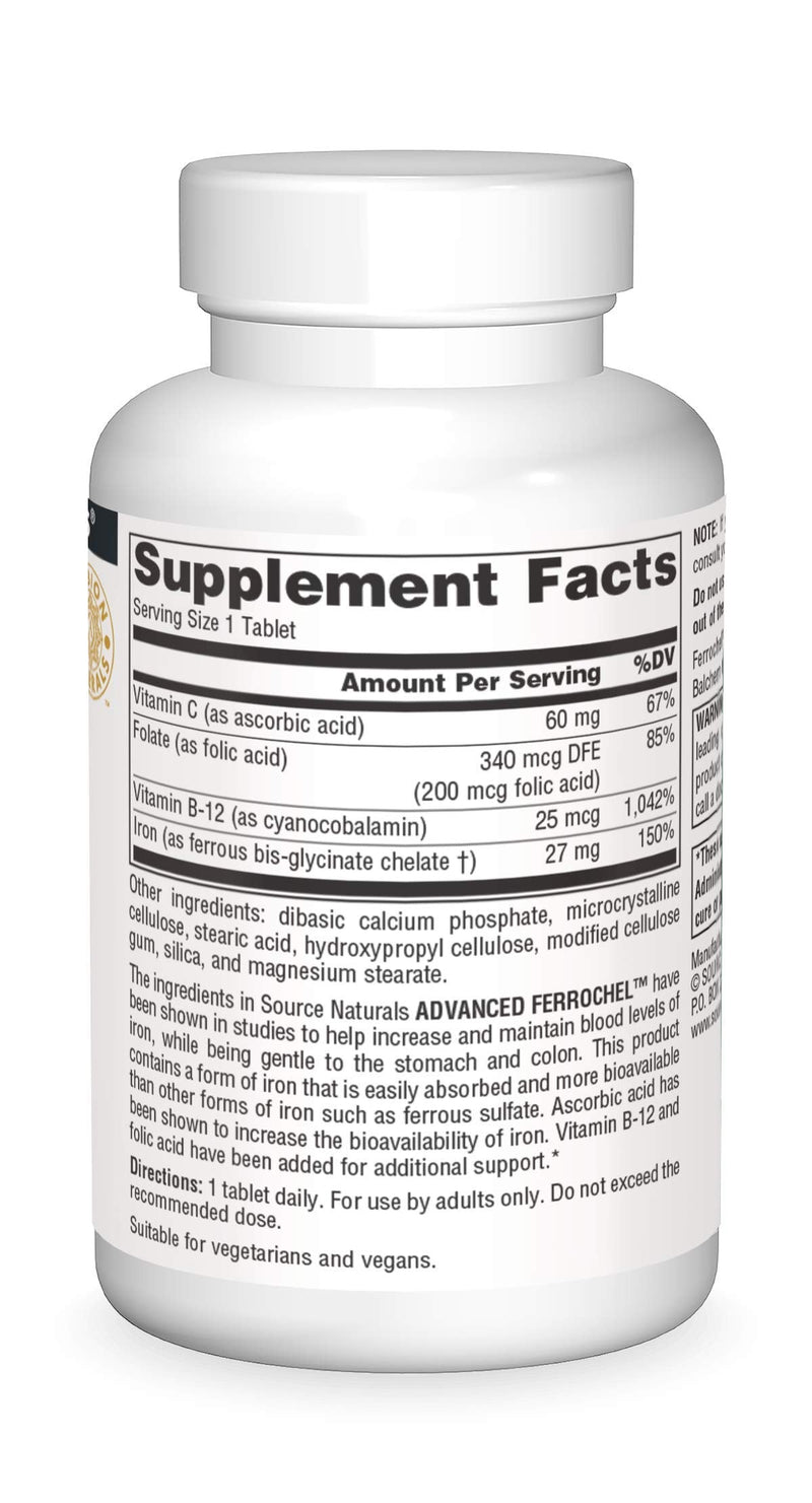 [Australia] - Advanced Ferrochel Source Naturals, Inc. 90 Tabs 
