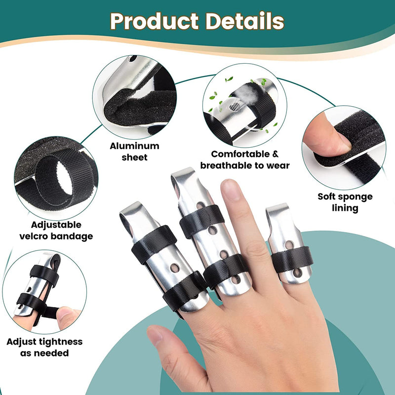 [Australia] - 3-Size Metal Finger Splints, EDNYZAKRN Aluminum Finger Support Brace for Trigger Finger Broken Finger, Mallet Finger Splint Straightening for Arthritis 