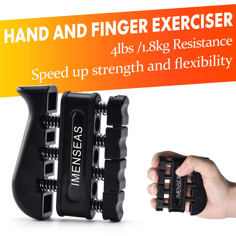 [Australia] - IMENSEAS Hand Grip Strengthener 7 Pack Adjustable Hand Gripper, Finger Stretcher Resistance Extensor Bands, Finger Exerciser, Grip Strength Ring & Stress Relief Ball for Athletes & Musicians Black 