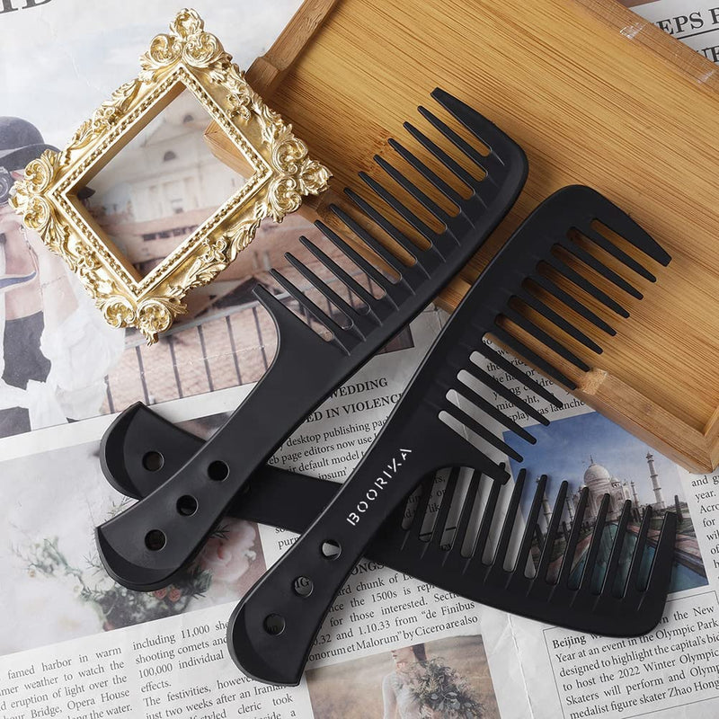 [Australia] - Boorika Wide Tooth Comb – Smooth & Sturdy Wide Tooth Comb for Curls – Curl Comb for Long Wet or Curly hair - Heat Resistant & Anti-Static Styling Comb 
