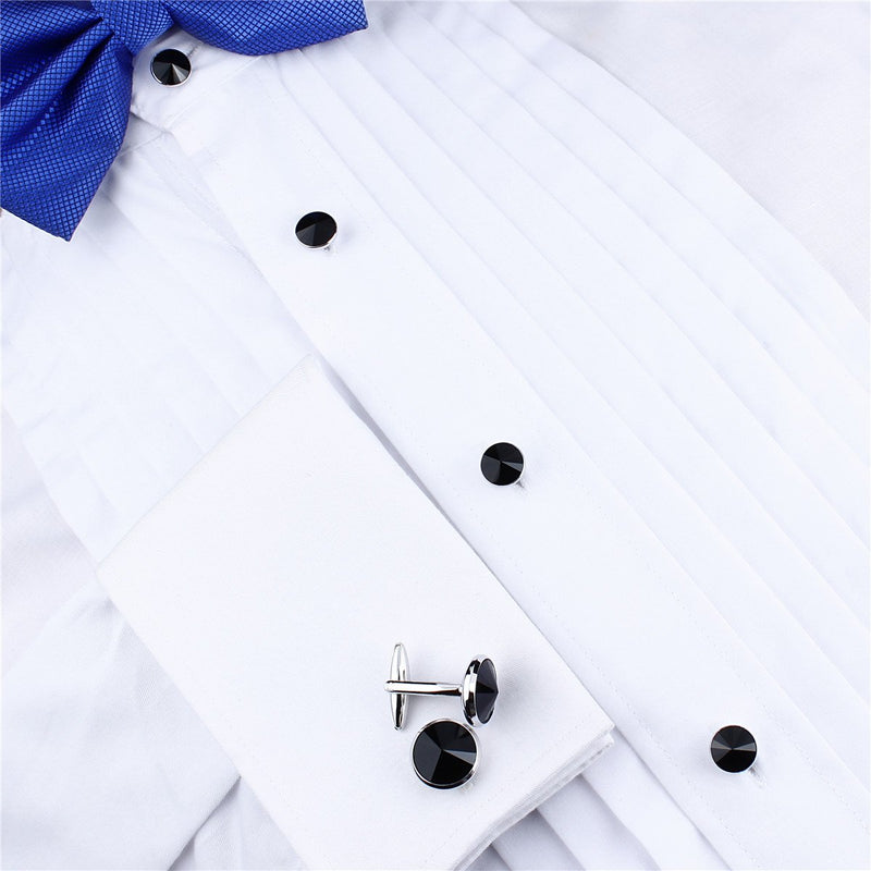 [Australia] - Mens Cuff links and Shirt Stud Set Tuxedo Accessories Wedding Business Small 6-Silver 