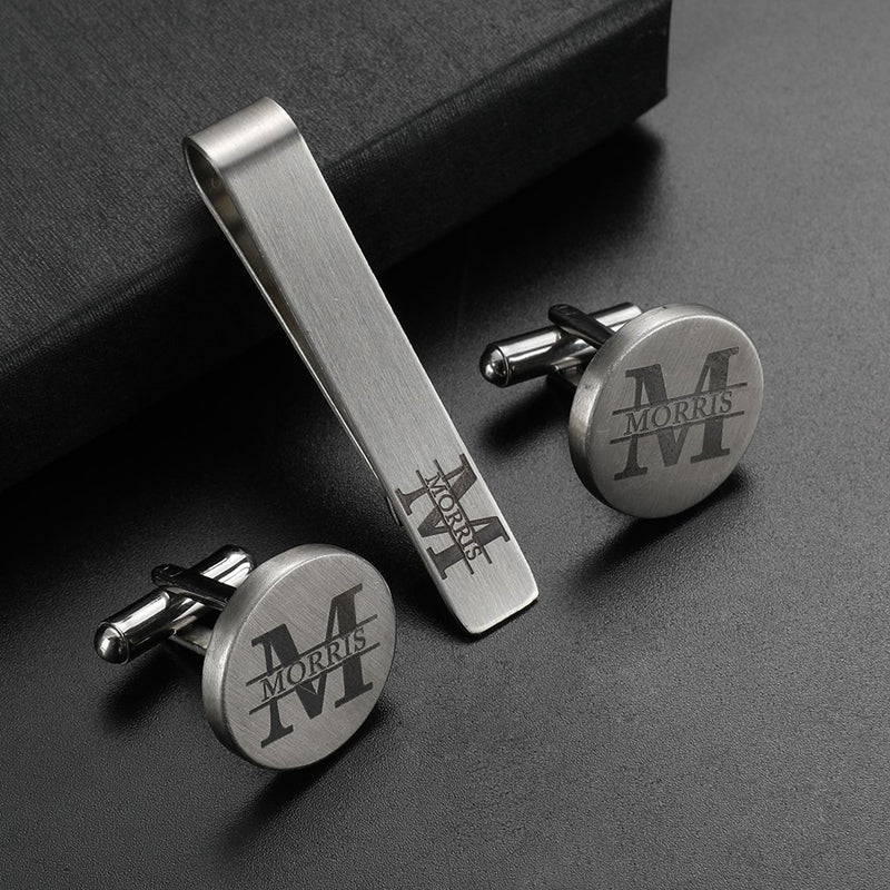 [Australia] - ZUNON Cufflinks Wedding Engraved Groom Groomsman Father of The Bride Best Man Tie Clip Tack Bar Brother of the bride 