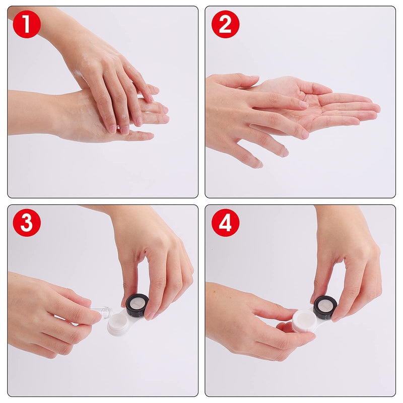 [Australia] - Sibba Contact Lens Cases with Mirror, Contact Lens Holder Mini Box Container, Portable Contact Lens Soaking Case with L and R Caps for Travel Black 