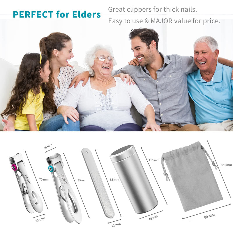 [Australia] - SZQHT Extra Wide Jaw Opening Nail Clippers for Thick Nails Cutter for Ingrown Toenail Clippers & Fingernails Manicure Set,Pedicure Kit,Men & Women(Silver) Silver 