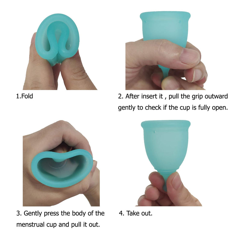 [Australia] - Croing 4pcs Menstrual Cup with 1 pc Sterilize Cup,Menstrual Cup Holder, Storing Period Cup(Blue and White) 