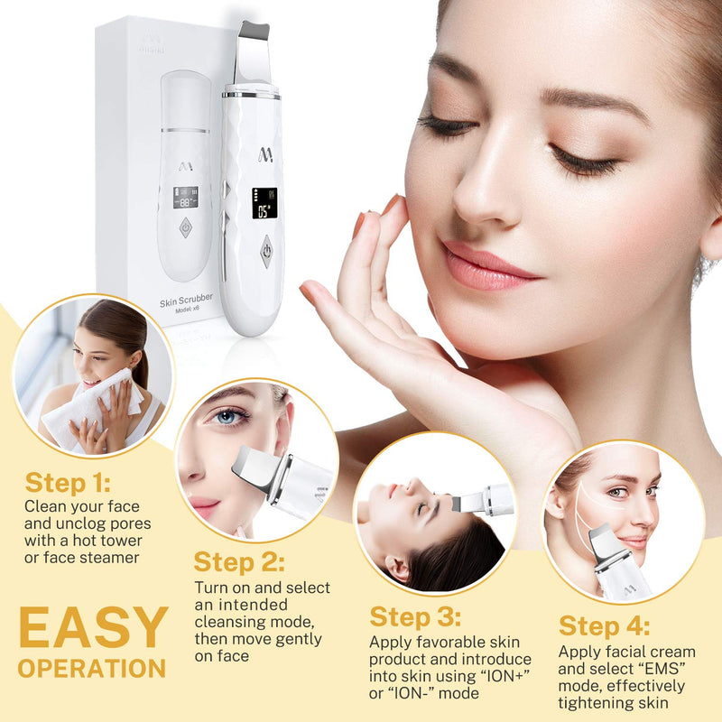 [Australia] - Misiki Skin Scrubber, Skin Spatula, Facial Deep Cleansing and Blackhead Remover Comedone Extractor, Facial Skin Scrubber, Pore Cleanser & USB Charger, Facial Lifting Tool 