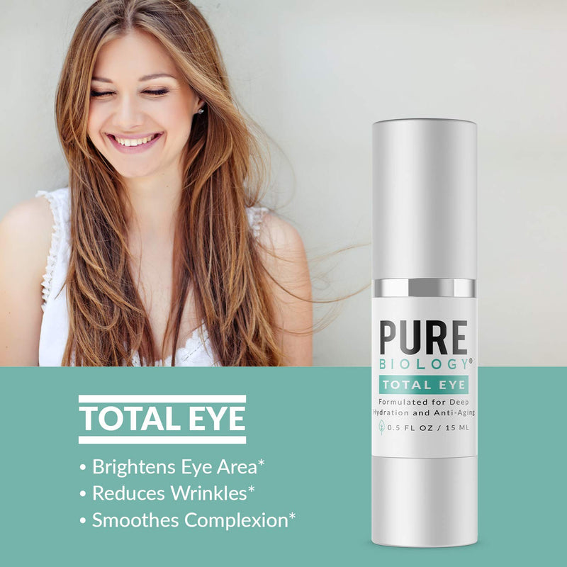 [Australia] - Pure Biology Premium Total Eye Cream Serum - Anti Aging Vitamin C, E & Hyaluronic Acid Reduce Dark Circles, Puffiness, Under Eye Bags, Wrinkles & Fine Lines for Men & Women (0.5 oz) 0.5 Fl Oz (Pack of 1) 