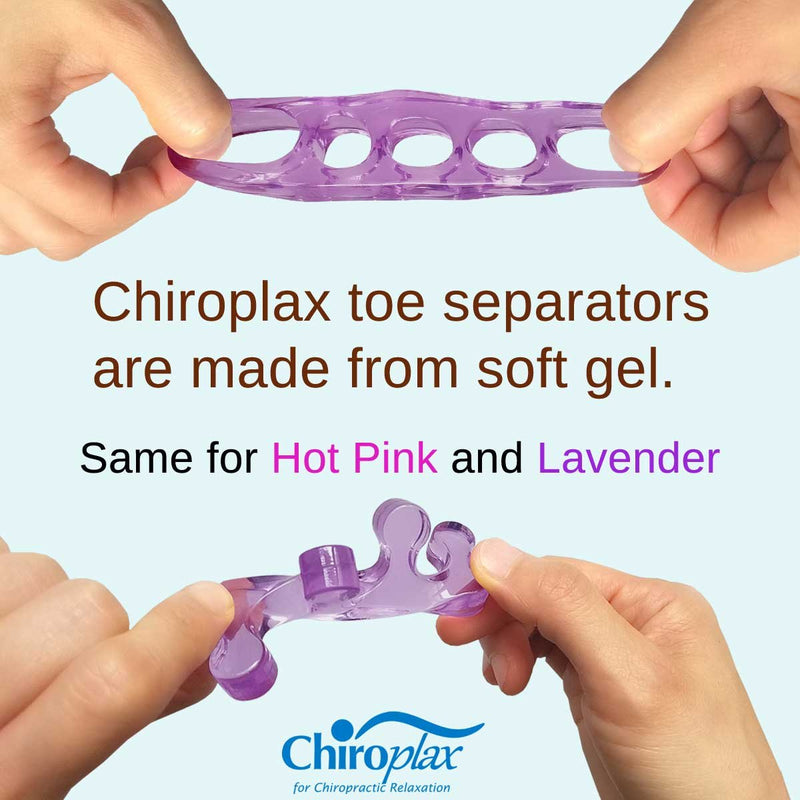 [Australia] - Chiroplax Gel Toe Separators Stretchers (2 Pairs w/Pouch) Toe Spacer Spreader for Bunion Relief, Hammer Toes, Toe Straightener (Lavender) Lavender 