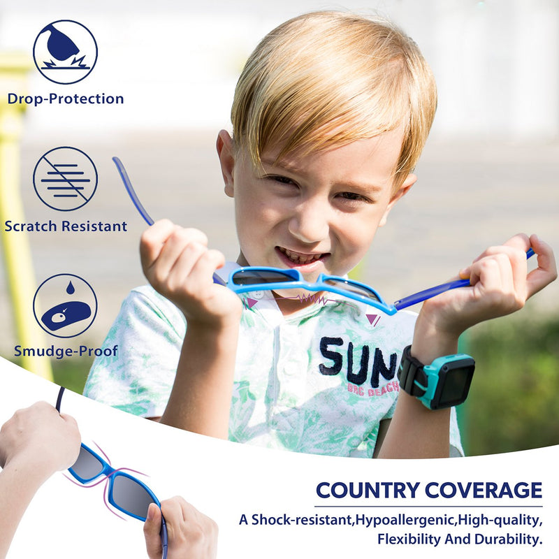 [Australia] - RIVBOS Rubber Kids Polarized Sunglasses With Strap Glasses Shades for Boys Girls Baby and Children Age 3-10 RBK003 Blue&blue 