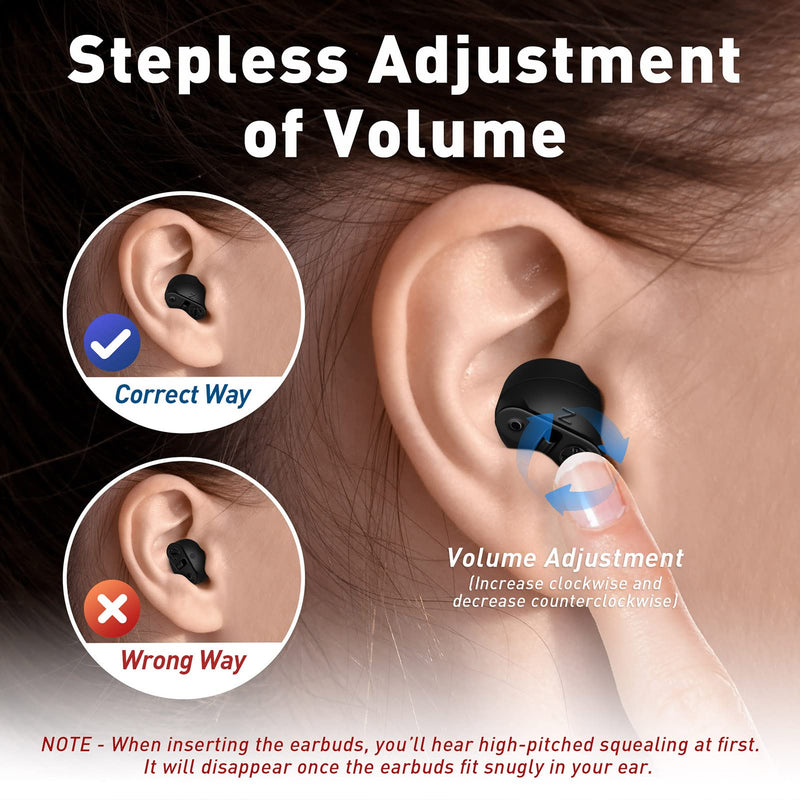[Australia] - KOIKEY Digital Hearing Aid & Sound Amplifiers for Seniors，Mini Rechargeable Hearing Amplifier with Charging Case，In-Ear Earbuds with Noise Reduction and Sound Enhancement，Volume Control Easy (Black) 