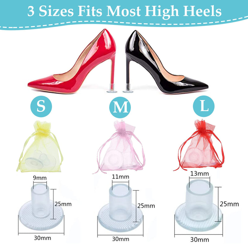[Australia] - 6 Pairs High Heel Protectors, Non-Slip Stiletto Heel Protectors for Shoes, Transparent Heel Stoppers for Grass Wedding Outdoor Garden, Small/Medium/Large 