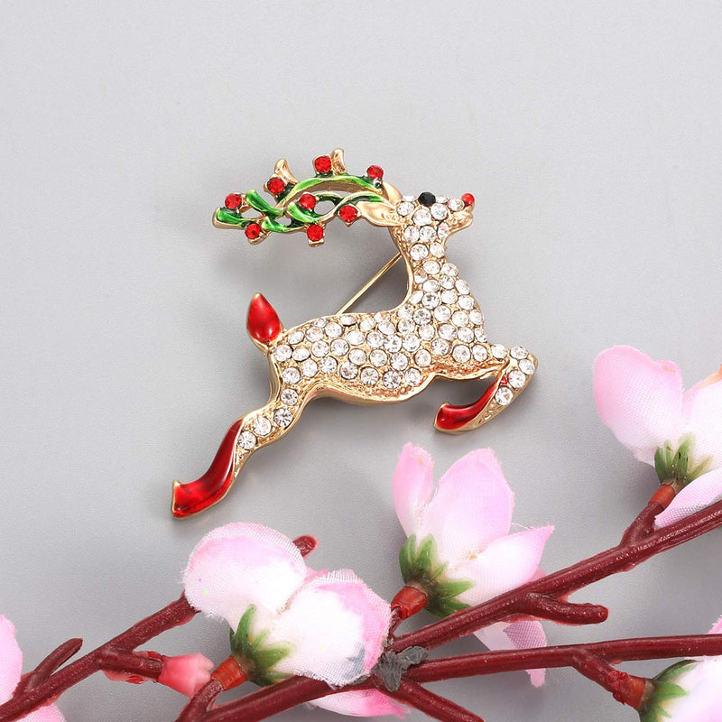 [Australia] - Christmas Brooch Pins For Women Girls Winter Snowflake Reindeer Deer Snowman Happy Holiday Boots Christmas Tree Crystal Brooches Set 6 Pack 