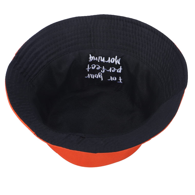 [Australia] - NIUTA Bucket Hat, Travel Foldable Beach Sun Hat Embroidery Visor Outdoor Cap. Black & Orange(s ) 