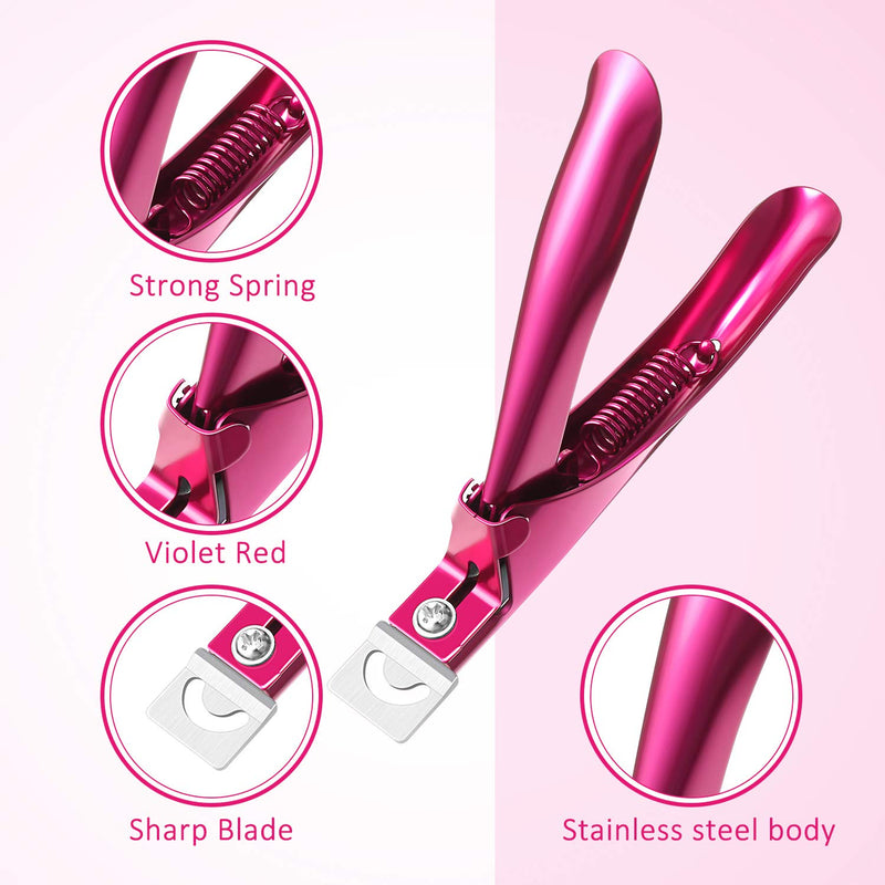 [Australia] - Acrylic Nail Clipper Nail Trimmer with Cuticle Pusher Spoon Nail Cleaner and 2 Pieces Nail Files Manicure Tools for Artificial Nail (Black)(Purple) 