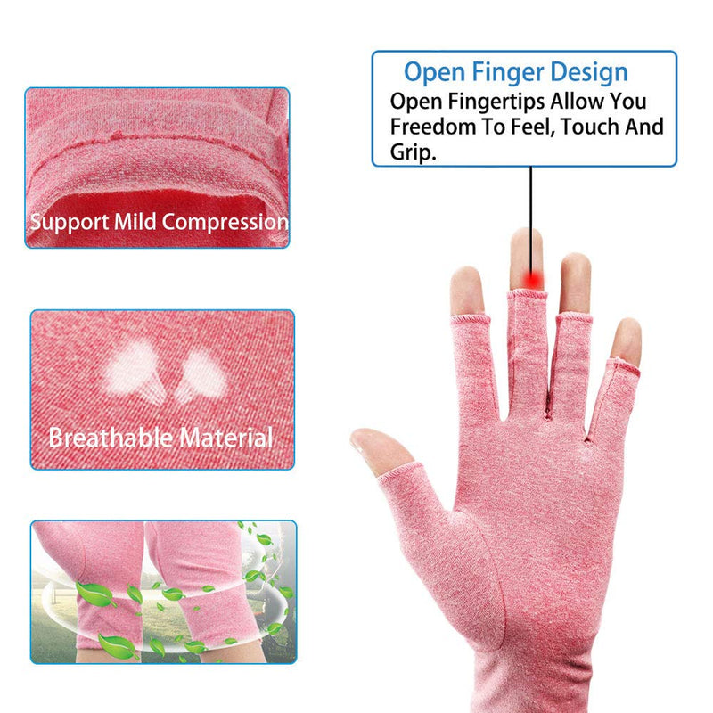 [Australia] - Arthritis Gloves,New Material, Compression for Arthritis Pain Relief Rheumatoid Osteoarthritis and Carpal Tunnel, Premium Compression & Fingerless Gloves (Pink, Medium) 