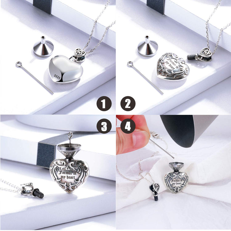 [Australia] - STROLLGIRL | “Forever in My Heart” Sterling Silver Urn Memorial Necklace | Cremated Ashes Pendant Holder Forever in my heart 