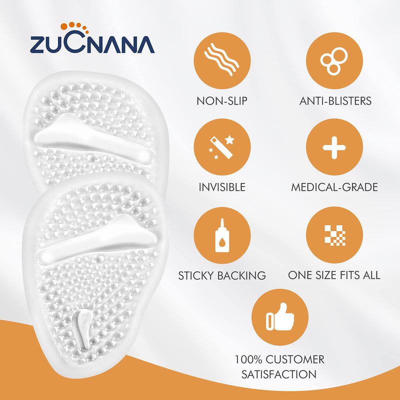 [Australia] - (12 Pieces) Metatarsal Pads for Women | Ball of Foot Cushions for Pain Relief | Reusable Shoe Inserts for Women | Anti-Slip High Heel Inserts Best for Neuroma and Callus | One Size Fits All Beige + Black + Clear 