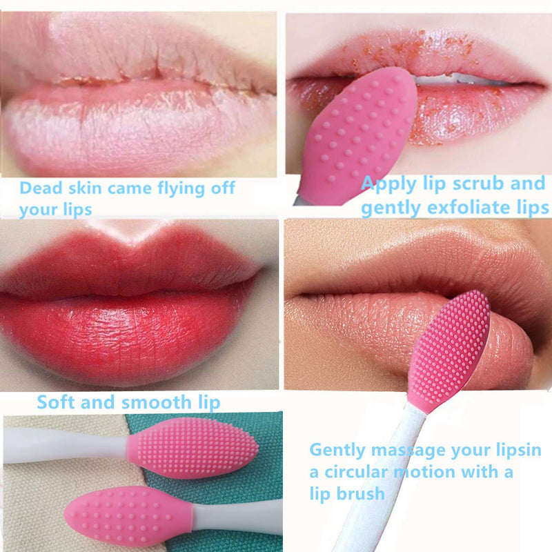 [Australia] - 3 PCS Lip Scrub Brush, Double-Sided Silicone Exfoliating Lip Brush, Exfoliating Brush for Men Women Lip Brush Mini Exfoliating Lip Brush lip lightening for dark lips 