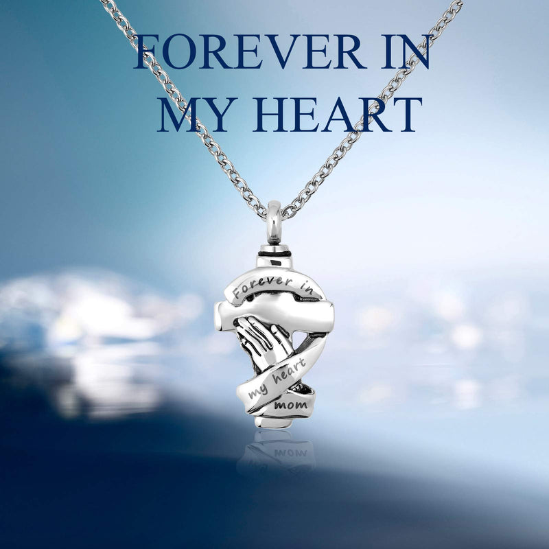 [Australia] - TCHYUN Beautiful Cute Cross Urn Necklace Ashes Daughter Mom Grandma Sister Aunt Brother Dad Grandpa Husband Son Uncle Wife Cremation Memorial Pendant Stainless Steel 