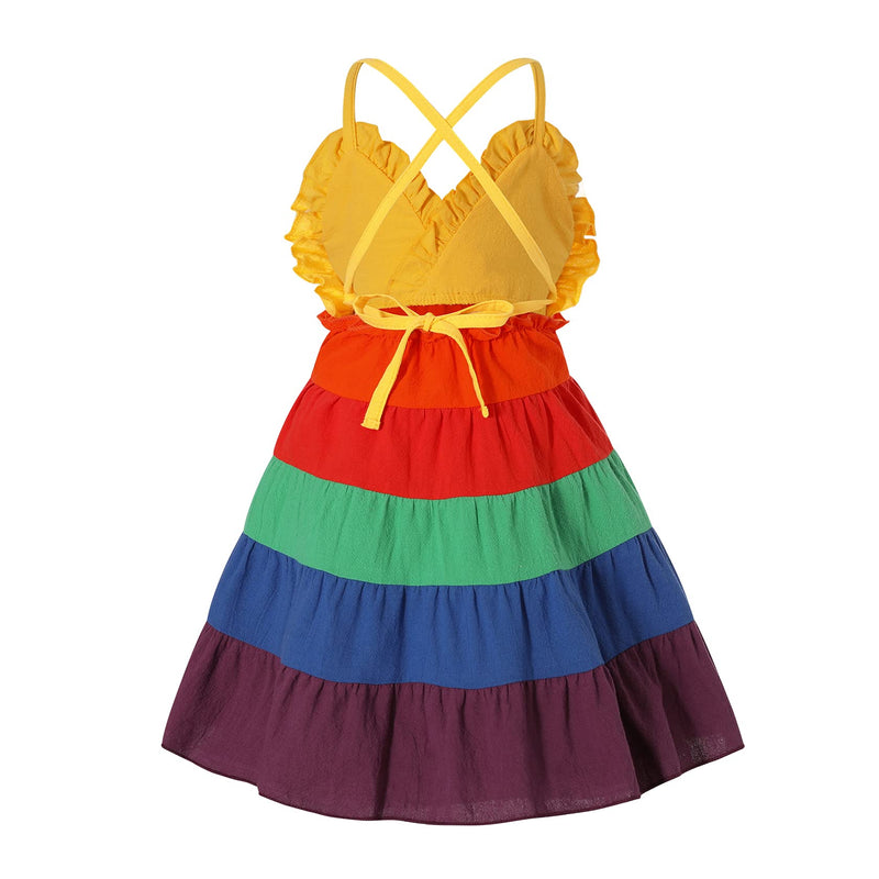 [Australia] - Toddler Baby Girls Summer Dress Polka Dot Halter Sun Dress Sleeveless Infant Beach Dress 12-18 Months Halter Rainbow B 