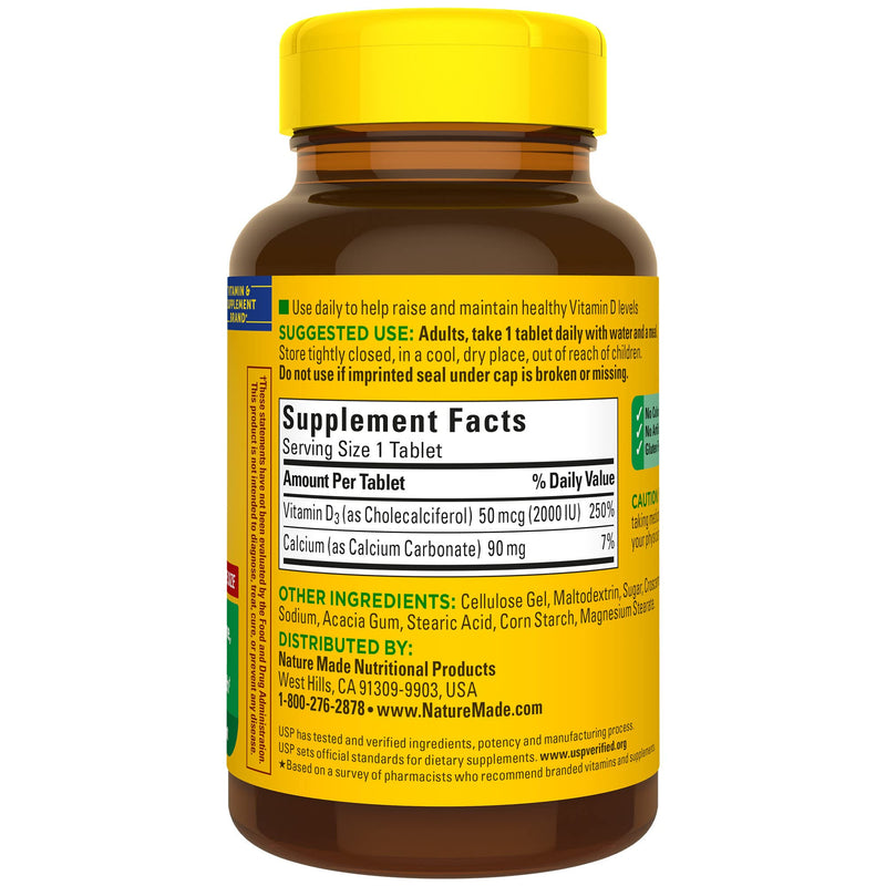 [Australia] - Nature Made Vitamin D3, 220 Tablets, Vitamin D 2000 IU (50 mcg) Helps Support Immune Health, Strong Bones and Teeth, & Muscle Function, 250% of Daily Value for Vitamin D in One Daily Tablet 220 Count (Pack of 1) 