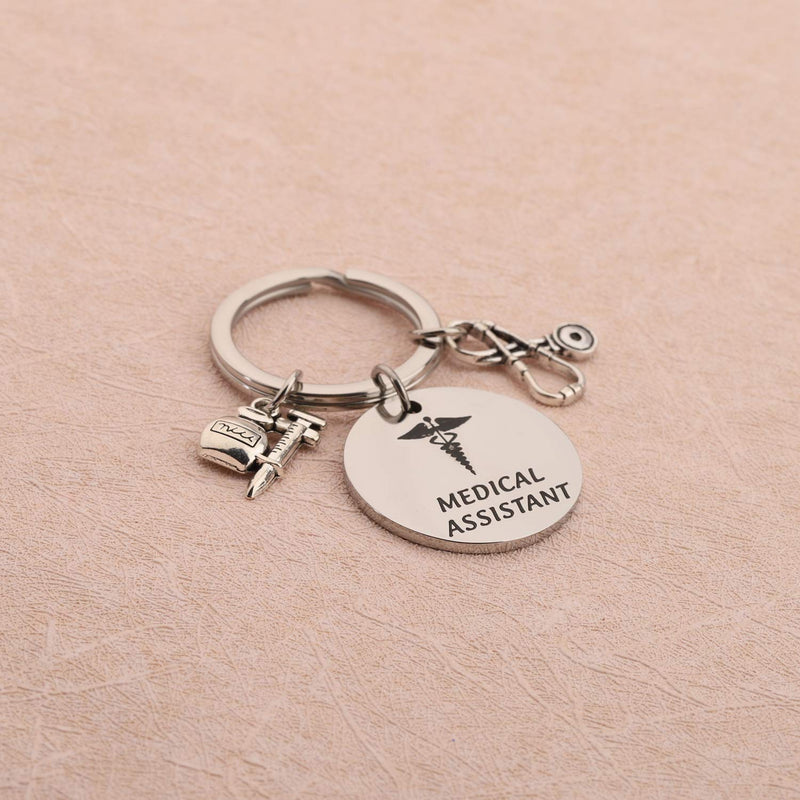 [Australia] - FUSTMW Medical Assistant Gifts MA Keychain Stethoscope Medical Assistant Students Gifts Graduation Gift MA Jewelry Medical Student Gift for Nurse silver 