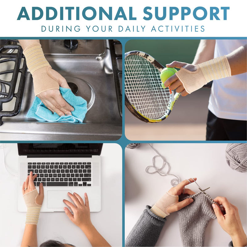 [Australia] - Actesso Elastic Wrist Support with Strap - Ideal for Sprains, Injury or Sports Use with no Metal bar - Support Without inhibiting Flexibility | Left or Right (Small, Beige) S (Pack of 1) 