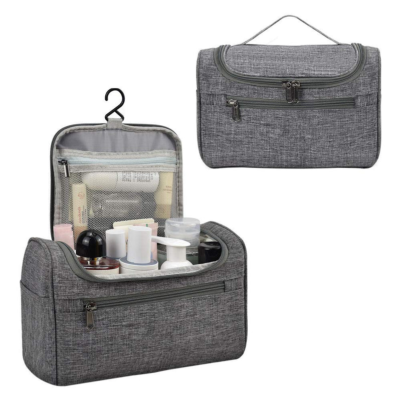 [Australia] - Homthumb Large Hanging Toiletry Bag for Women and Men,Water-resistant Travel Cosmetic Makeup Organizer Bag for Bathroom Shower,Grey Grey 