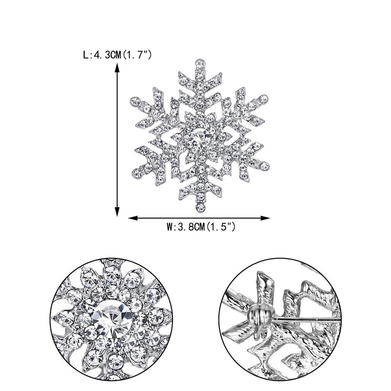 [Australia] - EVER FAITH Austrian Crystal Bridal Elegant Snowflake Flower Brooch Clear Silver-Tone 