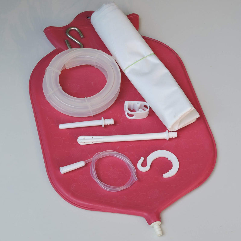 [Australia] - HealthGoodsIn - 4-Quart Rubber Enema Bag Kit for Colon Cleansing | Reusable Enema Bag Kit for All Types of Enemas (Pink) 