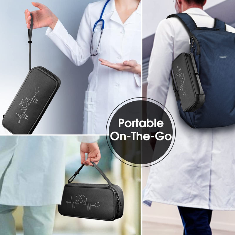 [Australia] - SITHON Nurse Stethoscope Case Compatible with 3M Littmann/MDF/ADC Stethoscope, Water-Resistant Travel Carrying Case with Mesh Pockets for Nurses, Pediatric Doctor or Medical Students, Black 