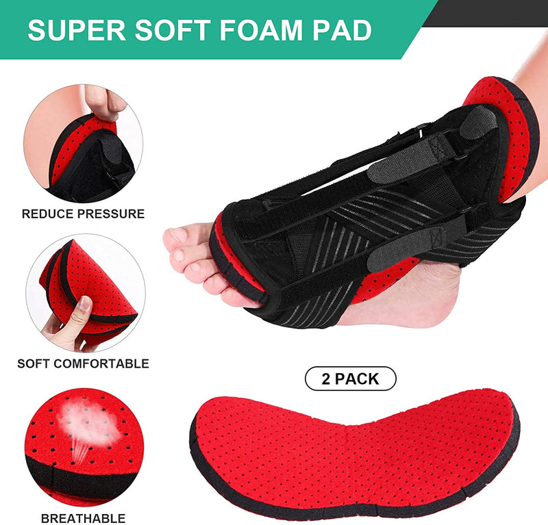 [Australia] - Plantar Fasciitis Night Splint Kit Adjustable Foot Drop Orthotic Brace stretching belt with 2 Foot Pads 1 Massage Ball Foot Support Effective Relief from Plantar Fasciitis Pain Heel Arch Foot Pain 