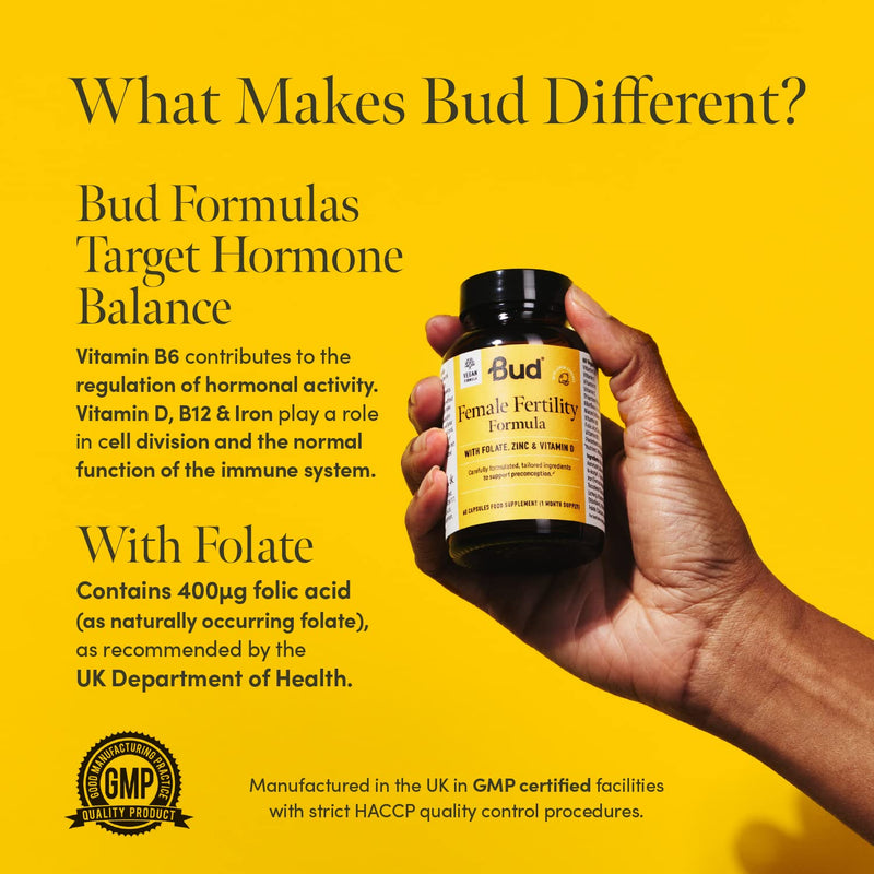 [Australia] - Bud Female Fertility Supplements - Vegan Conception Vitamins for Women with Inositol, Folate, Zinc and Vitamin D, Women�s Fertility Vitamins for Pre-Conception (60 Capsules) 